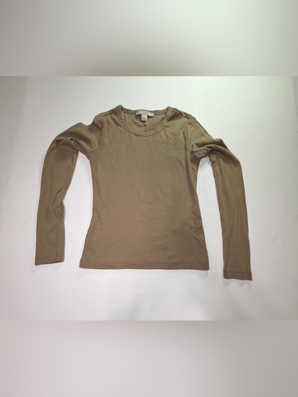AllSaints Beige Long Sleeve Fitted Tee Women’s XS NWOT Minimalist